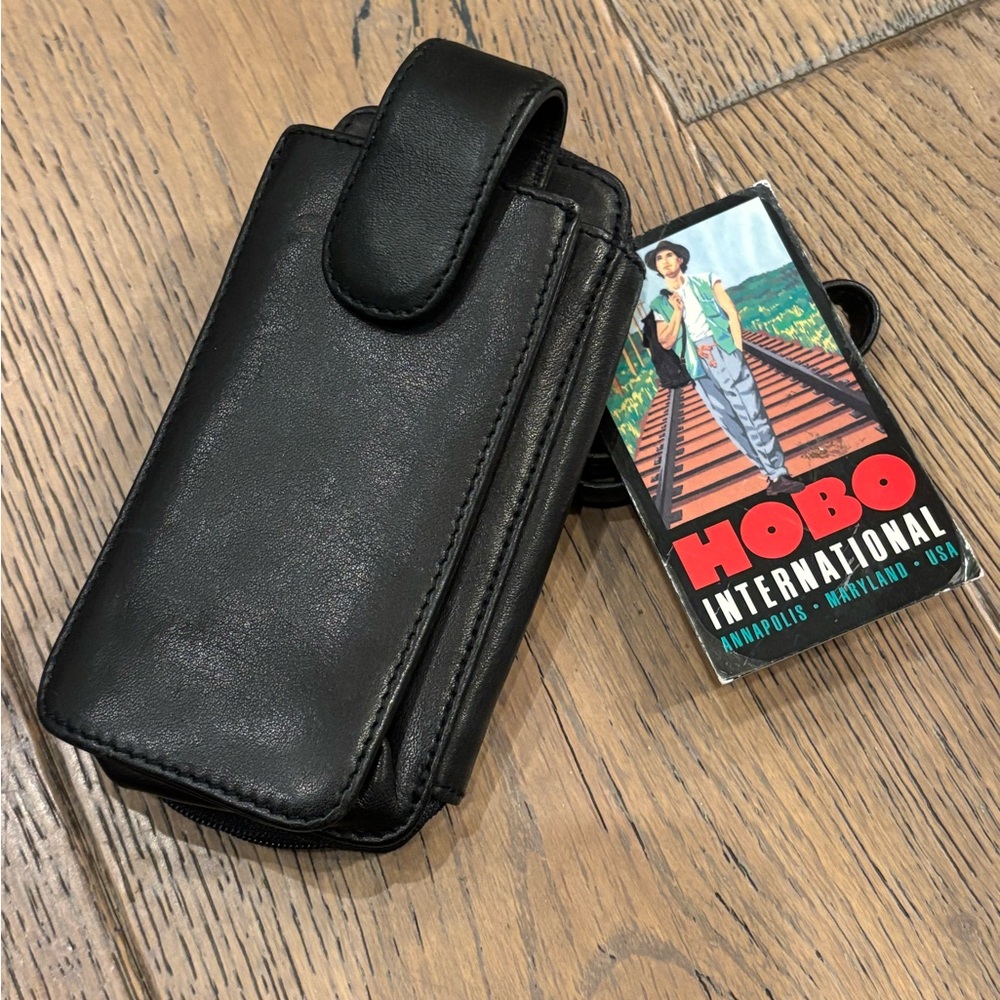 NWT Hobo International Leather Black Phone Bag Clutch Style